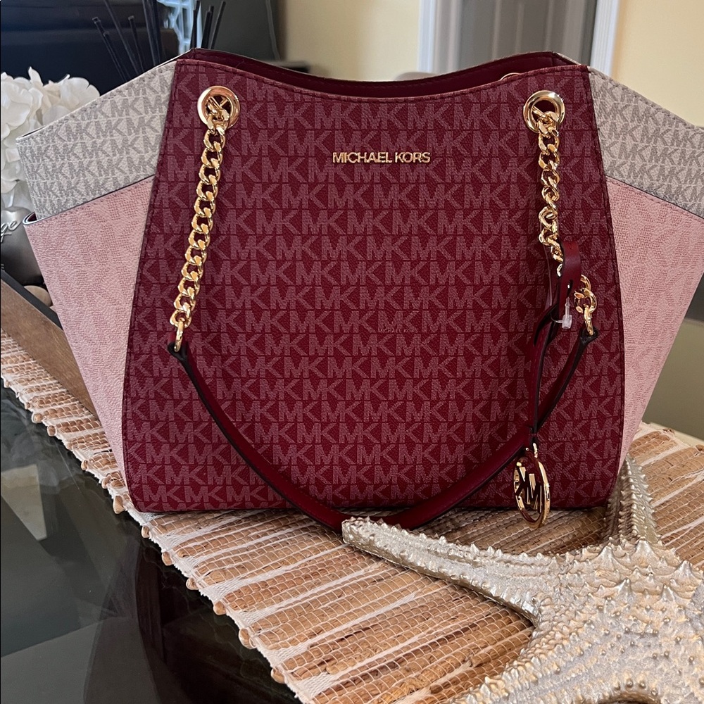 NWT Michael Kors Red and Pink Women's Shoulder Tote Bag